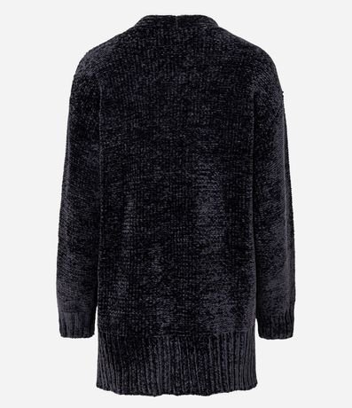 Suéter Alargado en Punto Chenille Canelado con Encajes Laterales 3