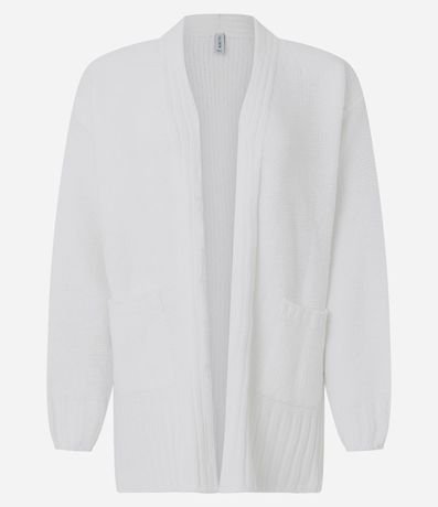 Suéter Alargado en Punto Chenille Canelado con Encajes Laterales