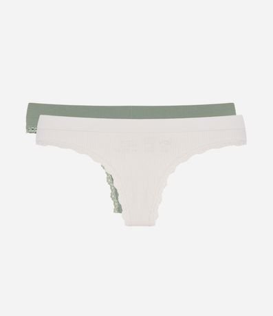 Kit 02 Bombachas Bikini Hilo Seamless en Poliamida con Encaje 1