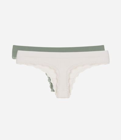 Kit 02 Bombachas Bikini Hilo Seamless en Poliamida con Encaje 2