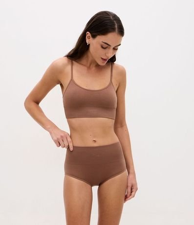 Bombacha Alta en Poliamida Seamless Acanalada