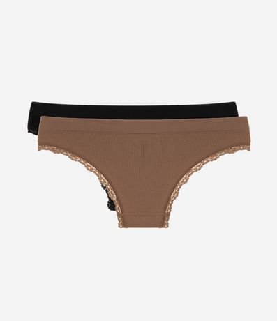 Kit 02 Bombachas Bikini en Poliamida Seamless con Encaje 2