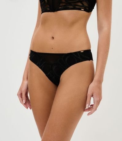Bombacha Bikini Hilo Doble con Tule Geométrico