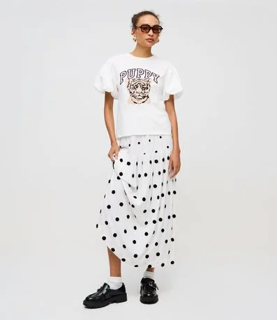 Pollera Long Midi con Marias y Estampa de Lunares