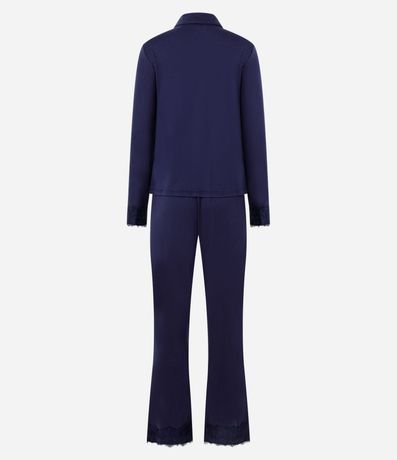 Pijama Americano Largo en Peach Touch con Detalle en Encaje 2