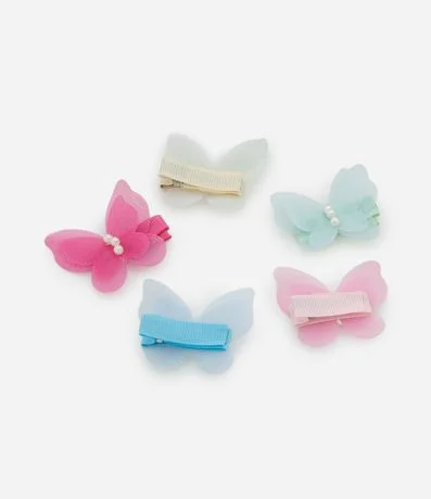 Kit 05 Pinzas para el Pelo Mariposa con Piedritas - Talle único 2