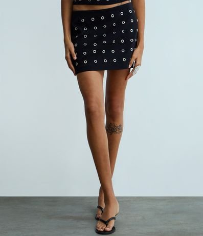 Short Pollera Corta en Bengalina con Ojale 2