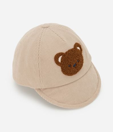 Gorro Infantil en Corderoy con Osito en Chenille – Talle RN a 12 Meses