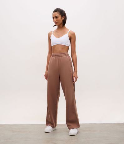 Pantalón Recto Deportivo en Algodón con Cintura Elástica