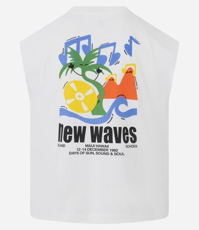 Musculosa Boxy en Media Malla con Estampa Lettering New Wave 6