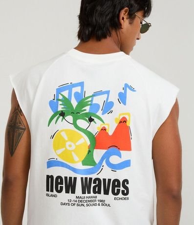 Musculosa Boxy en Media Malla con Estampa Lettering New Wave 3