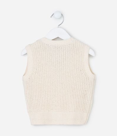 Cardigan Infantil en Efecto Punto con Flor Aplicada Talle 1 A 5/6 3