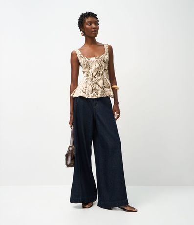 Blusa Musculosa en Sastre con Bretel Ancho y Estampado de Cobra 2