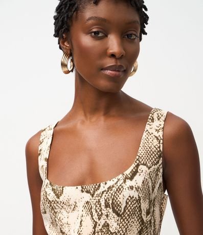 Blusa Musculosa en Sastre con Bretel Ancho y Estampado de Cobra 3