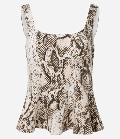 Blusa Musculosa en Sastre con Bretel Ancho y Estampado de Cobra 5