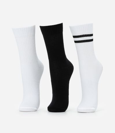 Kit 03 Medias Cano Mediano Deportivo en Algodón