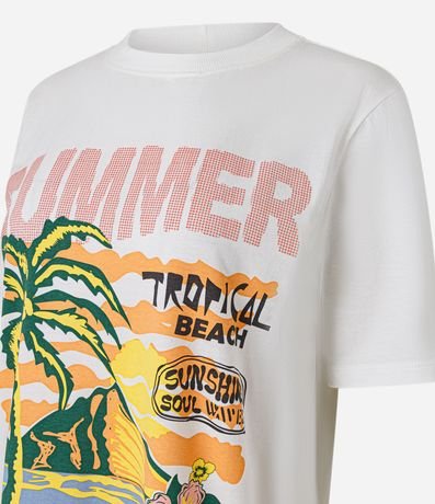 Remera T-Shirt Alargada en Algodón con Estampa Silk Summer Tropical 6