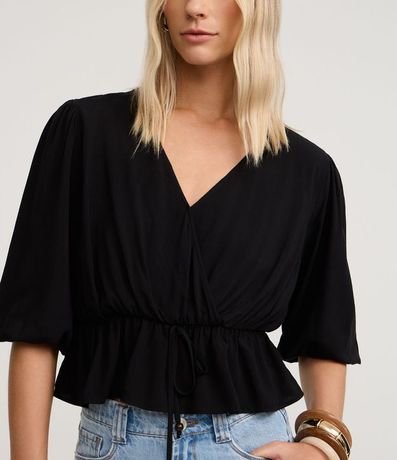 Blusa Peplum en Viscosa con Escote V Traspasado 4