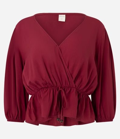 Blusa Peplum en Viscosa con Escote V Traspasado 5