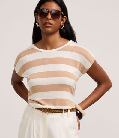 Blusa en Viscosa con Rayas Horizontales Largas