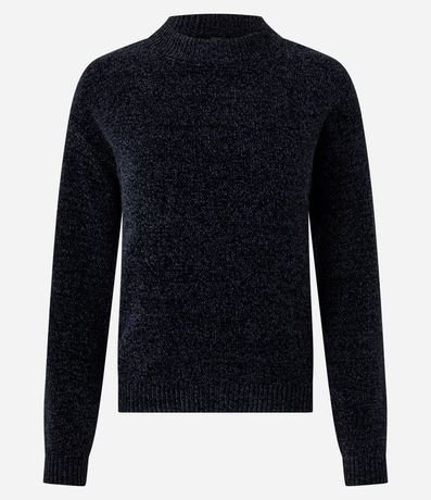 Blusa Slim en Punto Chenille con Cuello Redondo