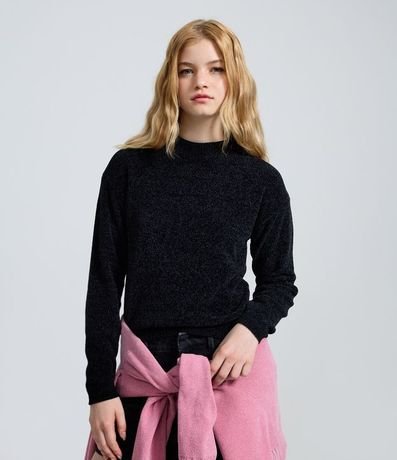 Blusa Slim en Punto Chenille con Cuello Redondo