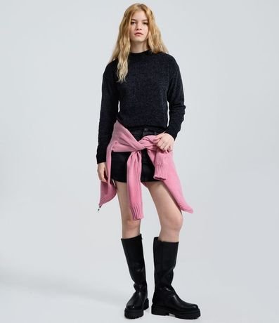 Blusa Slim en Punto Chenille con Cuello Redondo 2