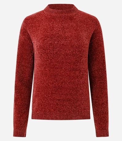 Blusa Slim en Punto Chenille con Cuello Redondo