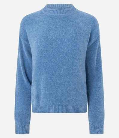 Blusa Slim en Punto Chenille con Cuello Redondo