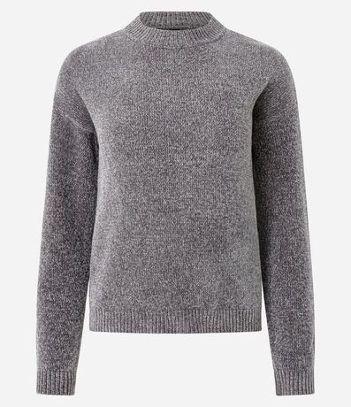 Blusa Slim en Punto Chenille con Cuello Redondo