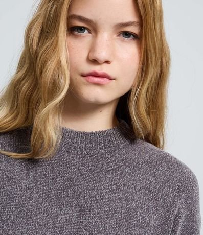 Blusa Slim en Punto Chenille con Cuello Redondo 3