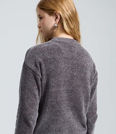 Blusa Slim en Punto Chenille con Cuello Redondo 4