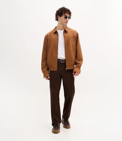 Pantalón Recto en Sarga Peletizada