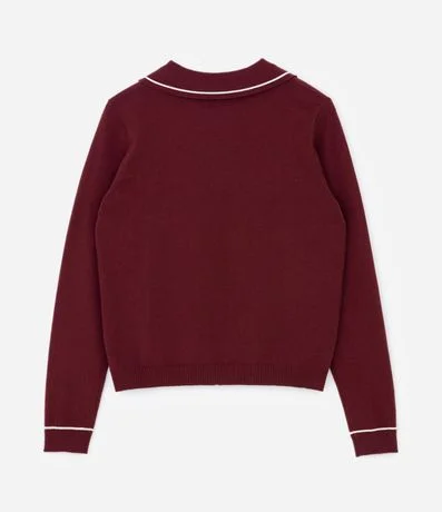 Suéter Slim en Punto con Cuello Polo y Detalle Contrastante 4