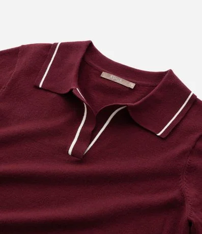 Suéter Slim en Punto con Cuello Polo y Detalle Contrastante 7