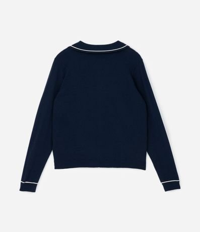 Suéter Slim en Punto con Cuello Polo y Detalle Contrastante 5