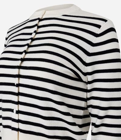 Cardigan Corto en Punto Listrado con Cuello Redondo 2