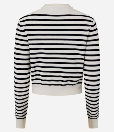 Cardigan Corto en Punto Listrado con Cuello Redondo 3