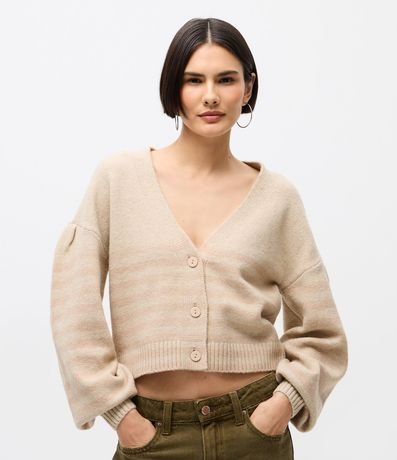 Cardigan en Punto Listrado con Escote V