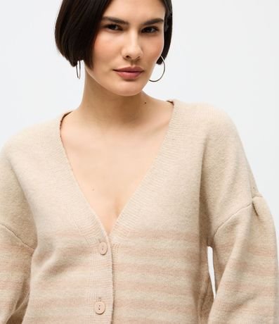 Cardigan en Punto Listrado con Escote V 3