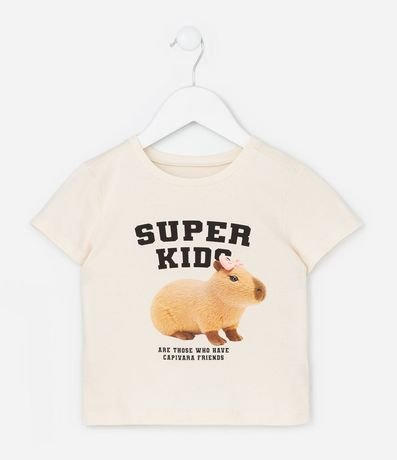Remera Infantil con Estampa de Carpincho Realista  - Talle 1 a 6 años