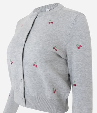 Cardigan corto en Punto con Bordados de Cereza 6