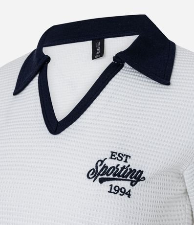 Blusa Polo en Algodón con Bordado Sporting y Texturizada 5