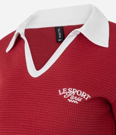 Blusa Polo con Viés Contrastantes Bordado y Textura 5
