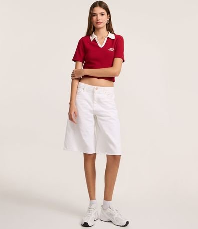 Blusa Polo con Viés Contrastantes Bordado y Textura 2
