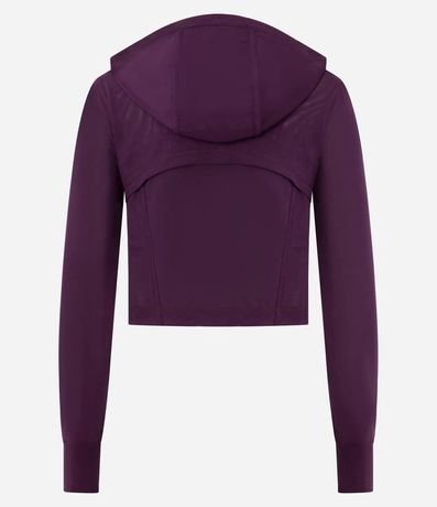 Campera Deportiva en Microfibra con Capucha y Recorte en Tule 3