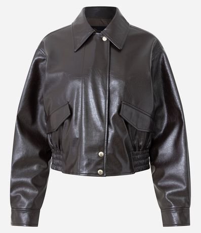 Campera Bomber en PU con Elástico en el Ruedo 2