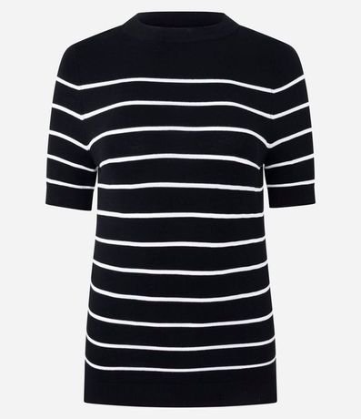 Blusa Manga corta en Punto con Estampa Rayada 5