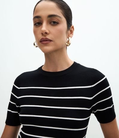 Blusa Manga corta en Punto con Estampa Rayada 3