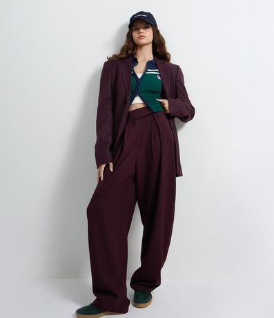 Pantalón Barrel en Sastrería con Cierre Deslocado y Pliegues 2